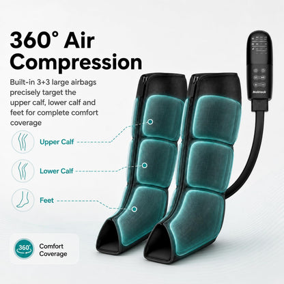 Nekteck Leg Massager for Circulation and Pain Relief, 6 Modes & 6 Intensities Air Compression Boots Helpful for Leg Swelling, Edema RLS, FSA Eligible Gifts for Mom Men Women Dad Birthday