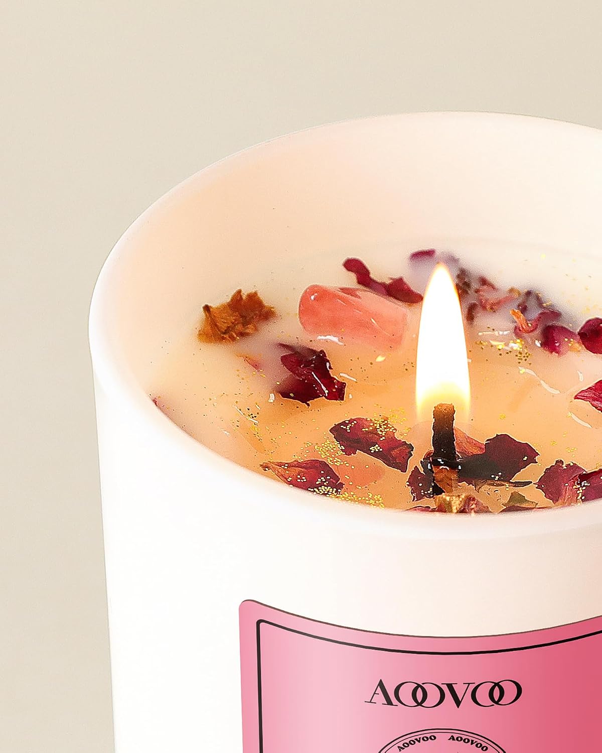 AOOVOO Lavender Scented Candles for Women - Aromatherapy Candle with Crystals Inside, 10oz Soy Candles for Home Scented, Birthday Gifts Mothers Day Candle for Women Mom