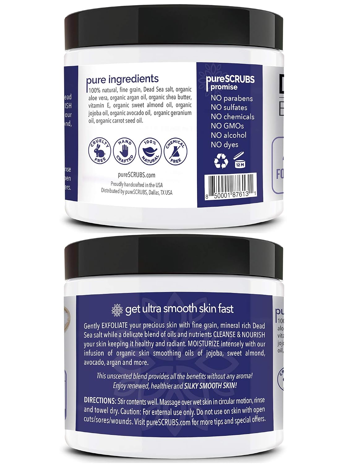 pureSCRUBS Premium Cucumber Body Scrub Set, Exfoliating Dead Sea Salt Scrub