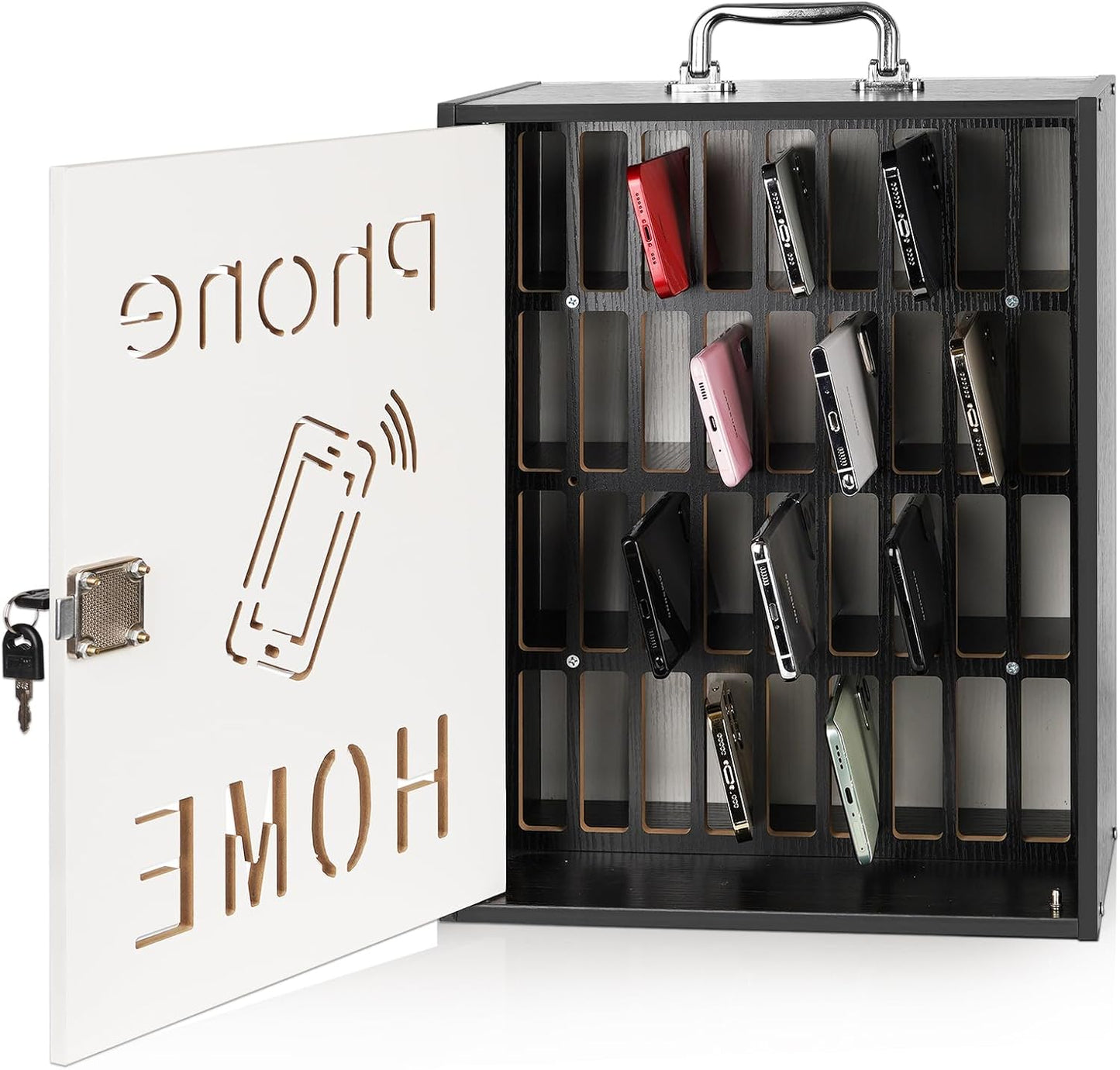 36 Slots Cell Phone Holder Classroom, Wooden Phone Lock Box