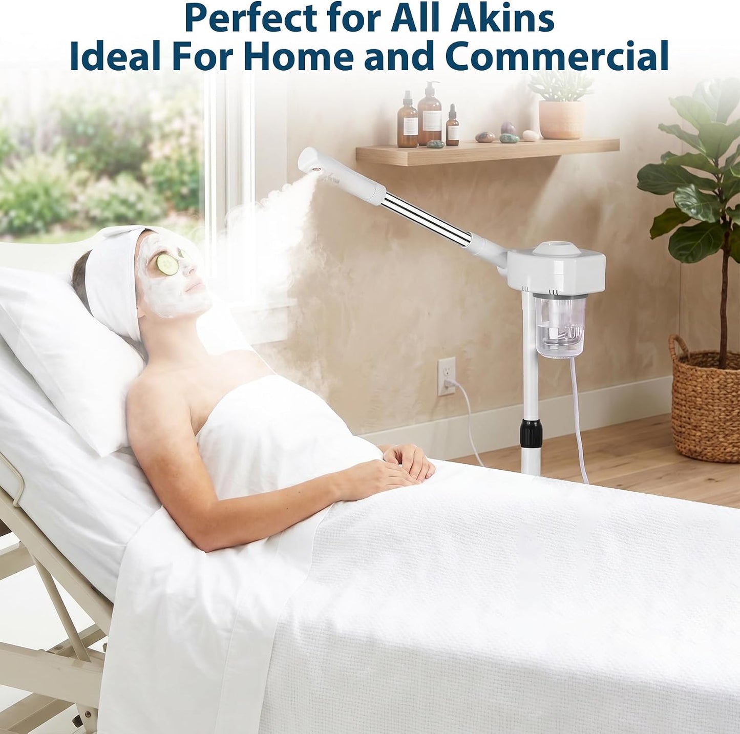 Nova Microdermabrasion Professional 2 in 1 Facial Steamer for Face Deep Cleaning Ozone Face Steamer with 5X Magnifying Lamp Hot Mist Function for Salon Spa Home Beauty Equipment
