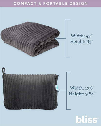 Bliss Faille Travel Pillow Blanket - 2-in-1 Lightweight Compact Airplane Camp Pillow and Blanket Set for Travelling, Size One Size, Mauve