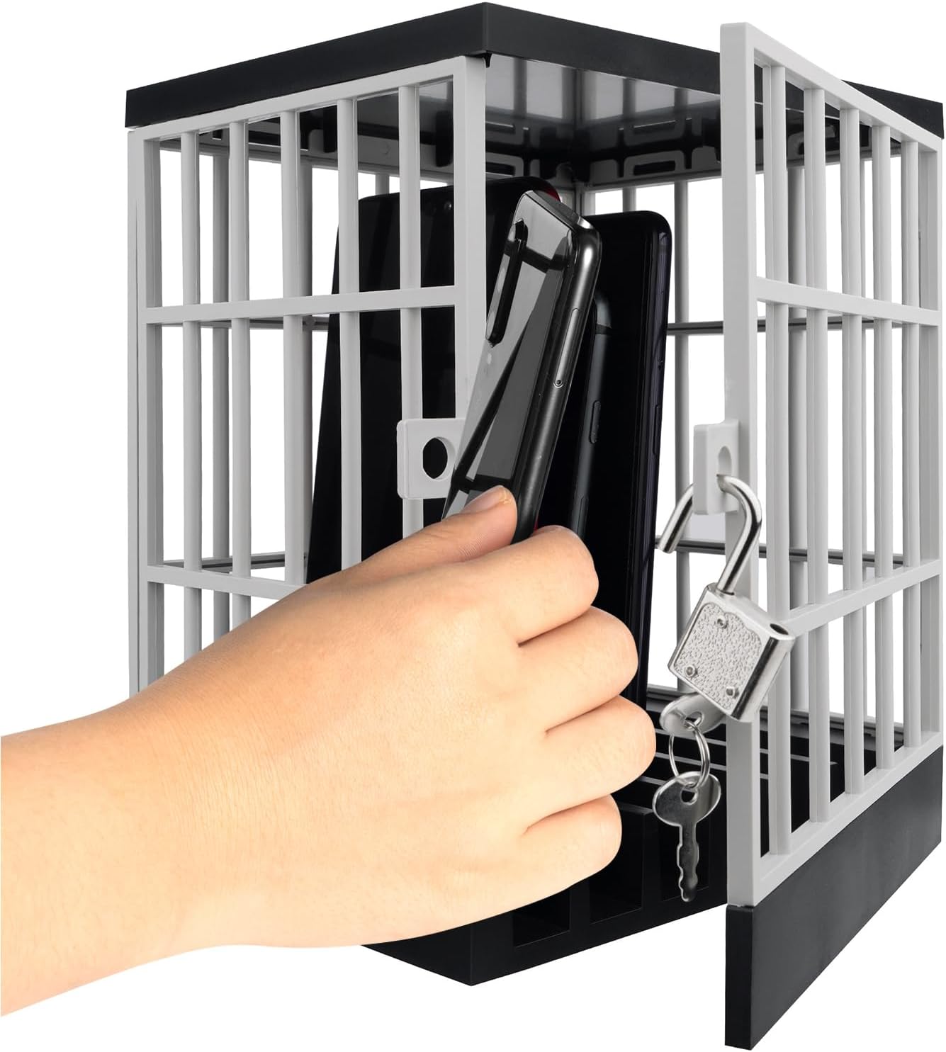 Gemaxvoled Cell Phone Jail Lock Box, Mobile Phones Prison Lockable Cage for Classroom Family Time Party