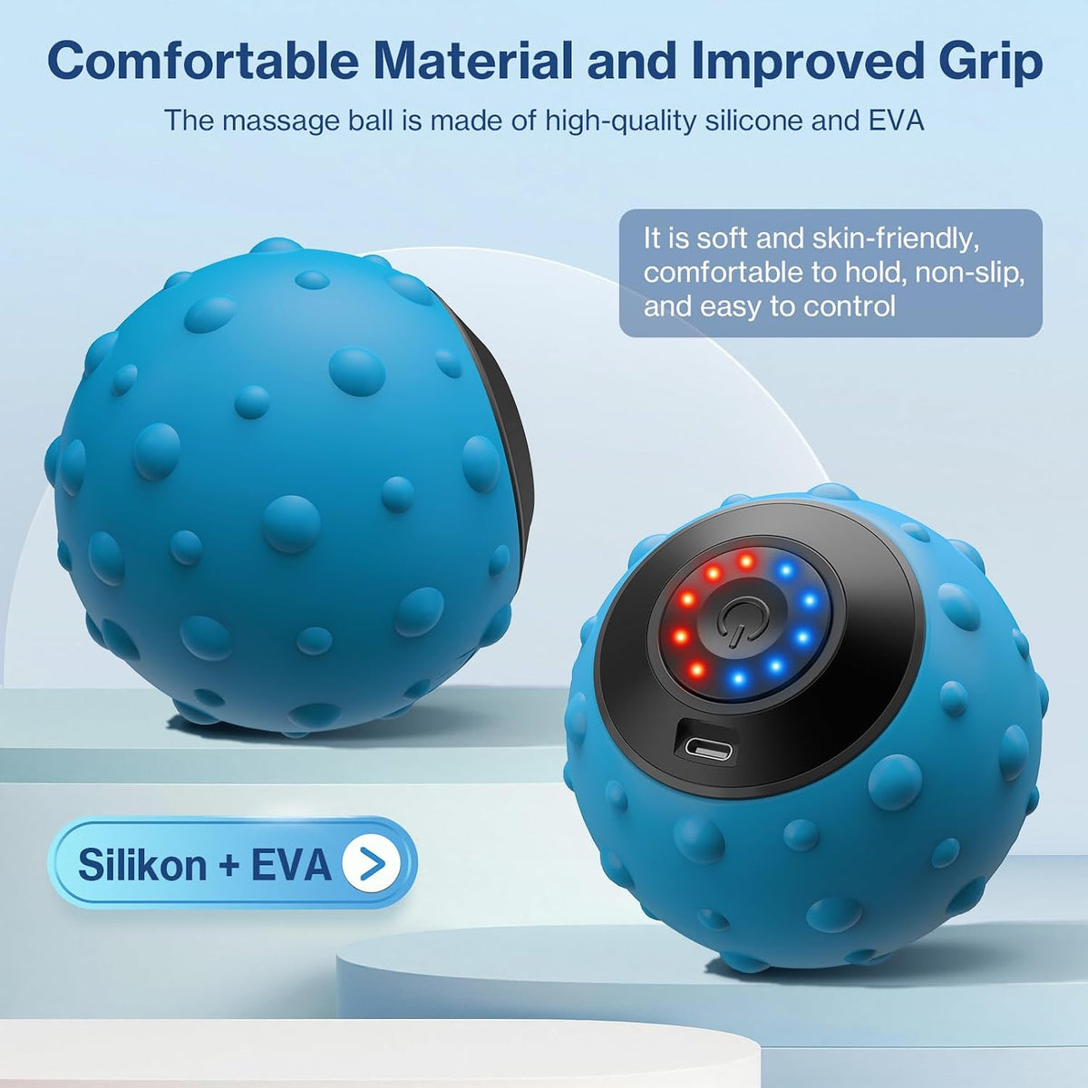 Vibrating Massage Ball 4-Speed High-Intensity Fitness Yoga Massage Roller, Relieving Muscle Tension Pain & Pressure Massaging Balls (Black)