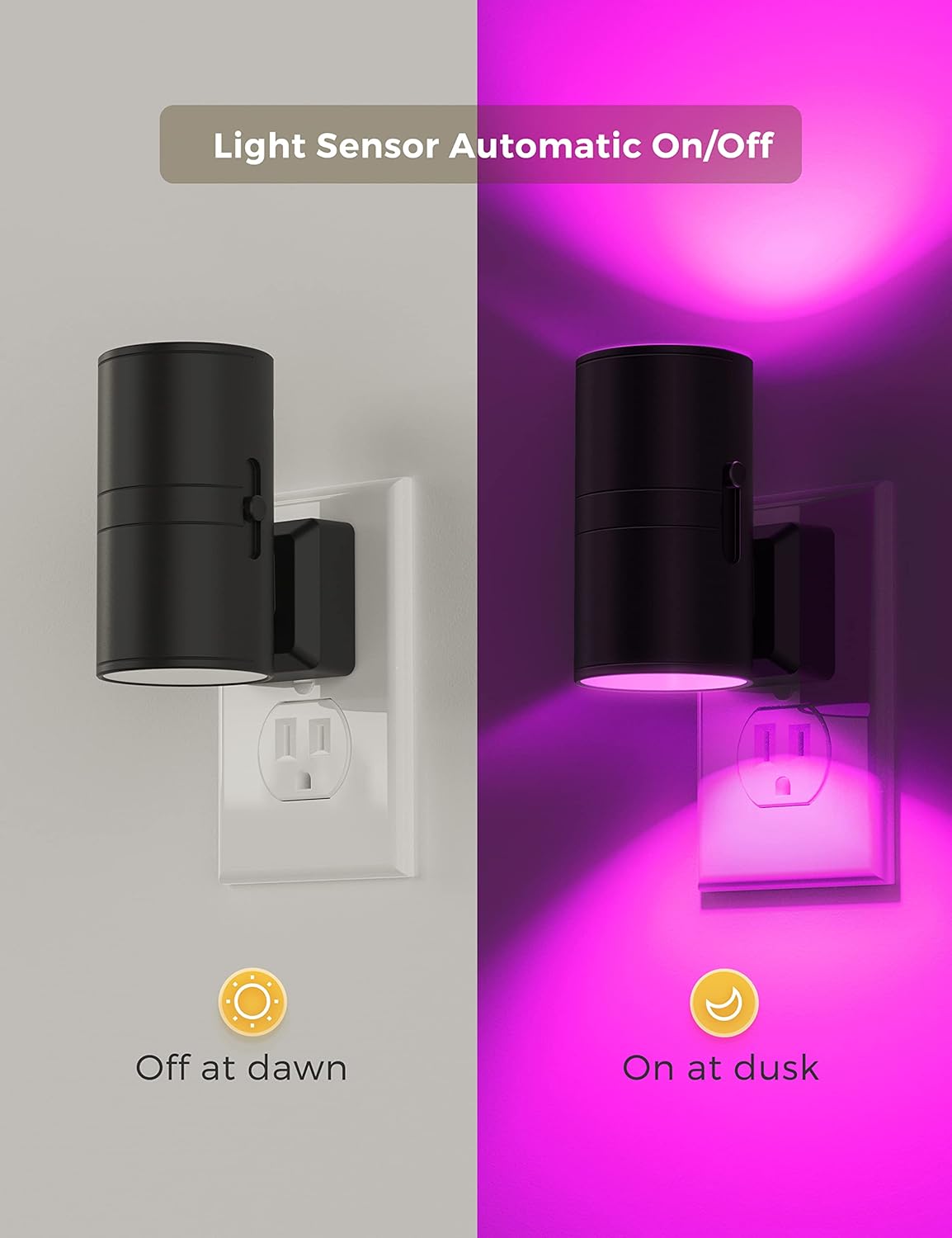 L LOHAS LED Night Light, Amber Nightlight, Dimmable Night Light, Light Sensor, Yellow Nightlight, 0-100LM, Sleep Light for Kids, Soft & Warm Light for Bedroom, Bathroom, 2 Pack