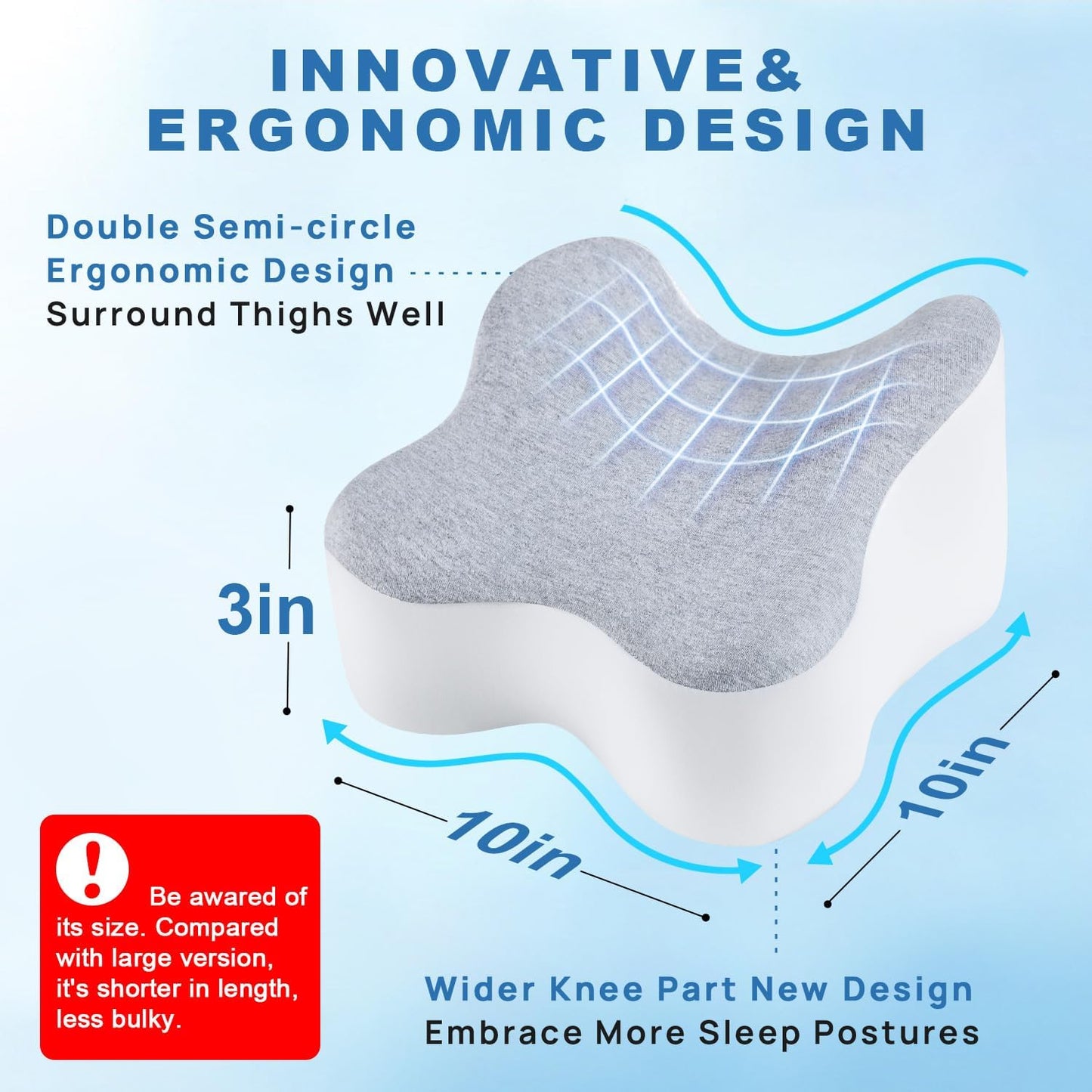 Long Knee Pillow for Side Sleepers Separates Full Thighs for Alignment | Memory Foam Leg Pillow for Knees,Hips, Back Pain Relief When Side Sleeping Spine Alignment Support for Knee Surgery Recovery