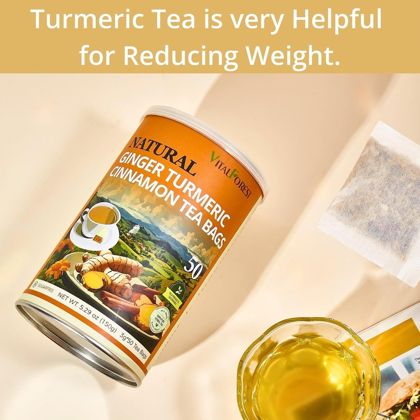 60 Lemon Balm Tea Bags - VitalForest Dried Lemon Balm Leaves Tea -1.5g/Bags, Calming Herb, Stress Relief & Sleep Support, Non-GMO, Caffeine-Free