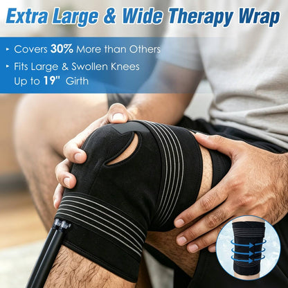 Ice Machine for Knee After Surgery, Extra Large Wrap & Flippable Kneecap Pad, 18QT Cooler, 12H Cooling, Programmable Timer, Leak-Resistant Sealing & Steady Cold Compression for Knee Replacement Care