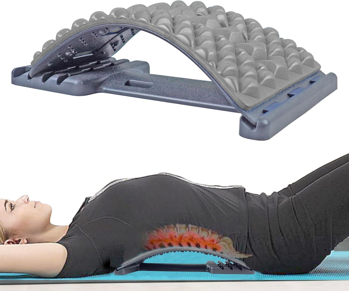 Back Stretcher for Lower Back Pain Relief - 4 Level Adjustable Spine Decompression & Cracking Device, Lumbar Support for Sciatica, Scoliosis and Posture Correction(Blue)