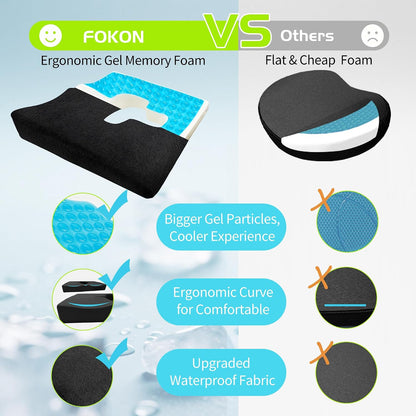 Gel Wheelchair Seat Cushion,Bed Sore Cushions for Butt,Gel Cushion for Pressure Relief,Donut Pillow for Tailbone Pain Relief,Sciatica,Coccyx,hemorrhoid Pillow,Cushion for Office Chair(Blue)