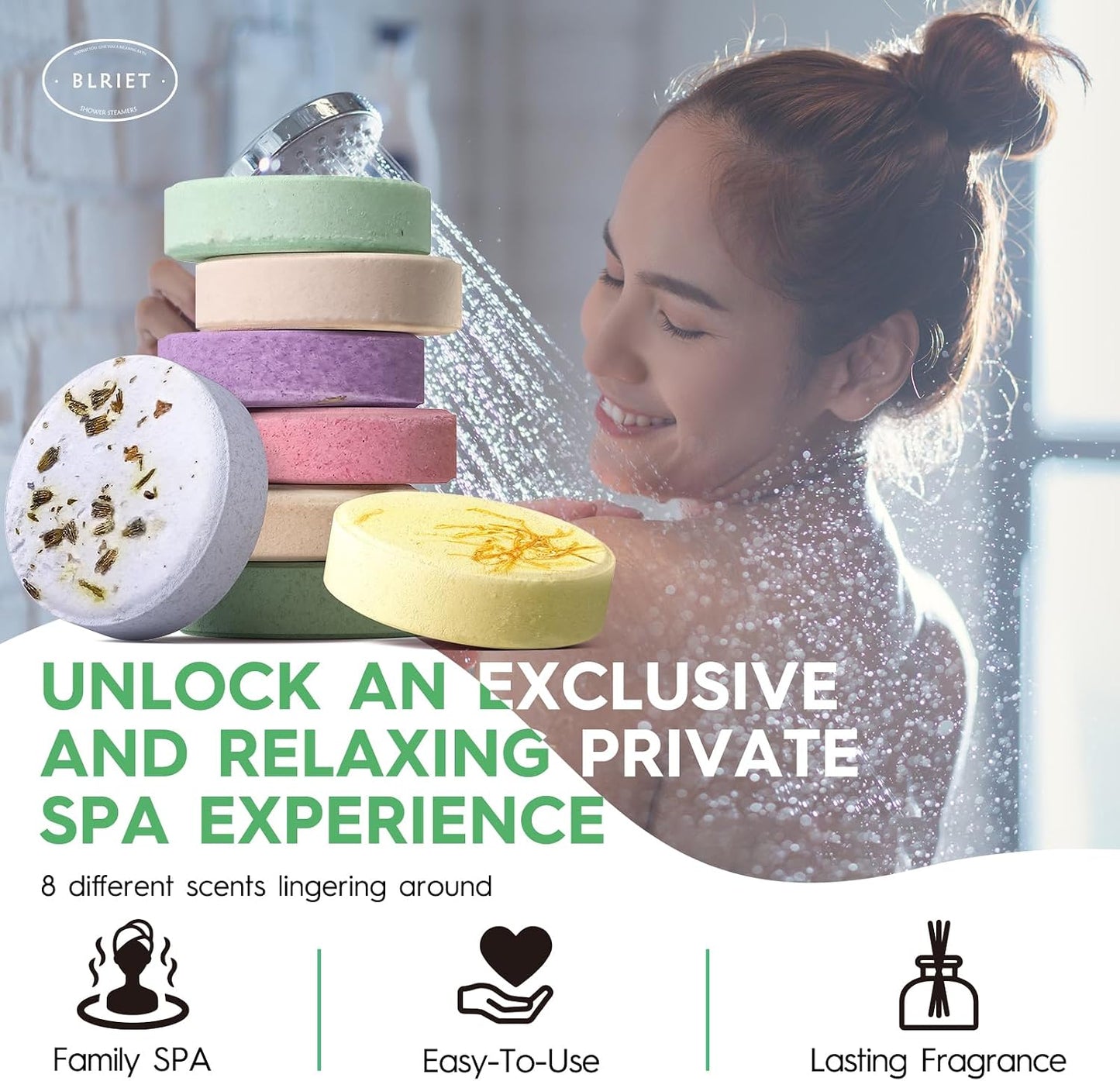 Shower Steamers Aromatherapy Blriet Gifts for Women, Teen Girls, Wife, Her, Mom, Father Days, Daughter, Grandma Basket Stuffers Birthday Gifts Decoration Travel Essentials Self Care Home Spa 8 Pack