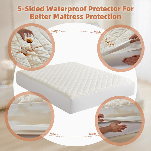 Organic King Mattress Protector -Top&Side 100% Waterproof Protector