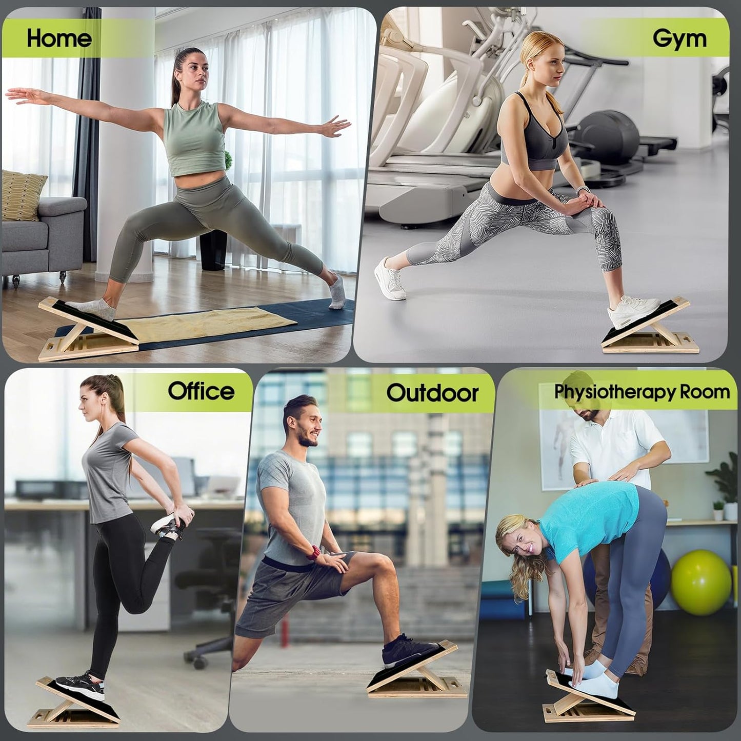 Calf Stretching Slant Board, 5 Adjustable Angles Wooden 350 LBS Non-Slip Portable Therapy Foot Stretcher with Training Poster, Relief Plantar Fasciitis, Achilles, Leg Heel Ankle Pain
