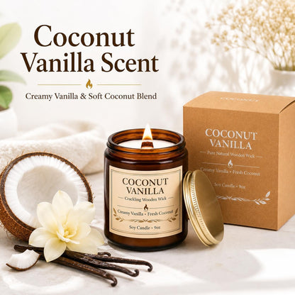 Soy Candles Set of 4, 9oz Natural Soy Wax Aromatherapy Candles, Home Scented Candles with 4 Scents (Lavender, Amber Sandalwood, White Sage, Coconut Vanilla), Gifts for Mom, Women, Relaxation, Yoga