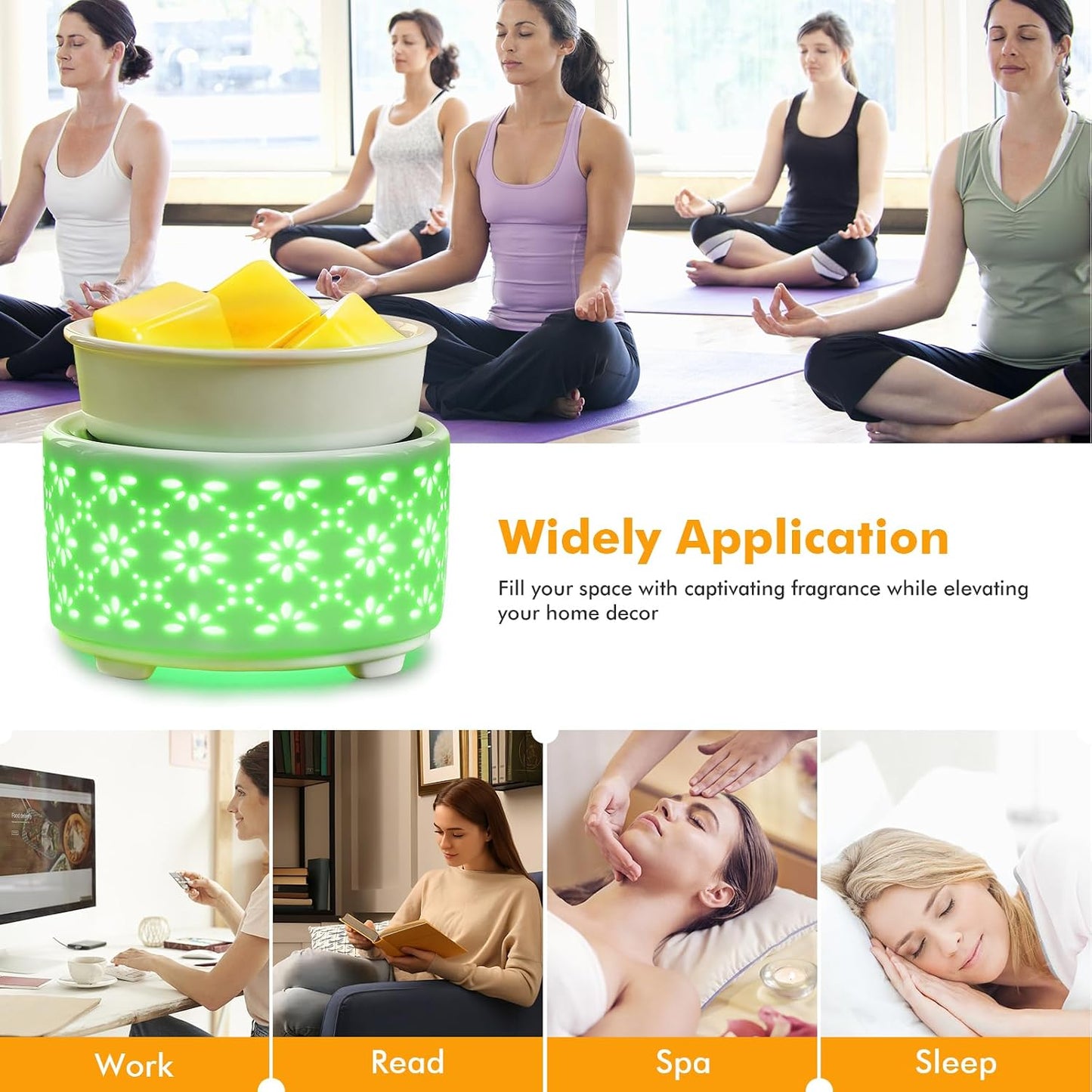EQUSUPRO Wax Melt Warmer for Scented Wax Melts 3-in-1 Electric Ceramic Candle Wax Warmer Burner Fragrance Wax Melter for Home Office Bedroom Gift & Decor (Leaf)