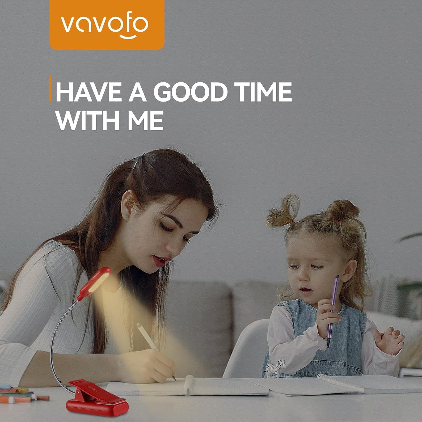 VAVOFO Clip On Book Light for Bed Kids, 7 LED Reading Light with 9-Level Warm Cool White Daylight, Eye Care Lamp with Power Indicator for Bookworms (Blue)