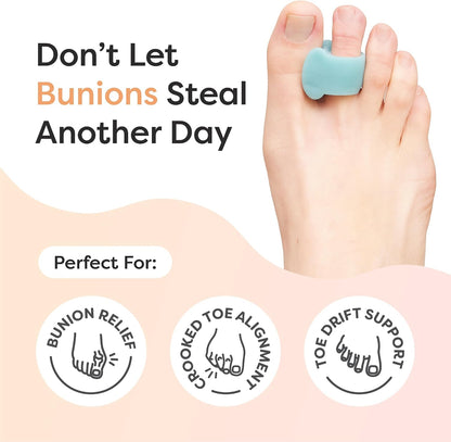 ZenToes Gel Toe Separators for Overlapping Toes, Bunions, Big Toe Alignment, Corrector and Spacer - 4 Pack (White)
