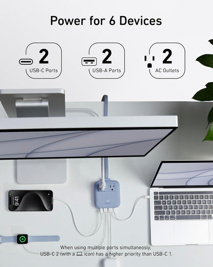 Anker Travel Power Strip, Anker Nano 67W Max 6-in-1 USB C Charger, 2 USB C