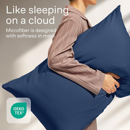 Ultra Soft Pillow Protectors with Zipper Standard Size - Set of 8 Breathable Pillow Covers - 100% Protection Against Stains, Dust & Dirt - Machine Washable (White)