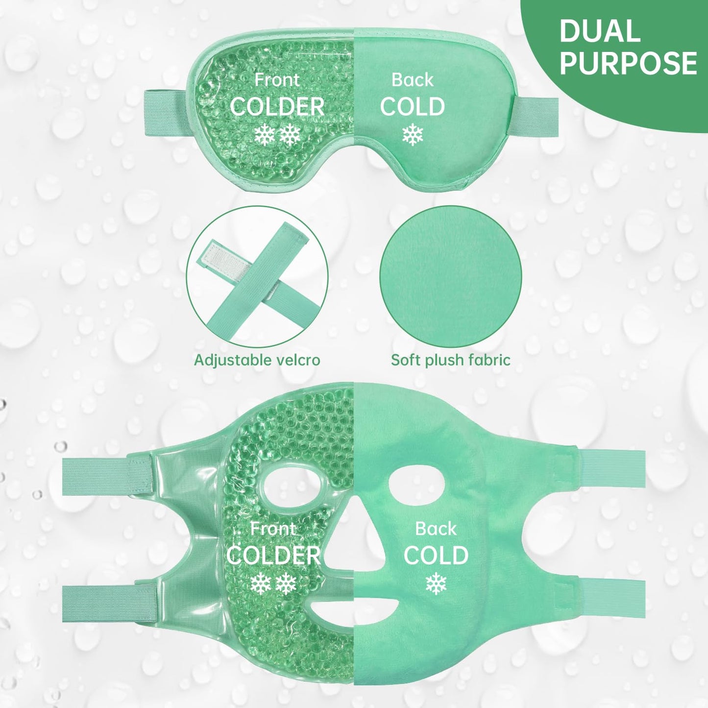 ZNÖCUETÖD Cold Face Eye Mask Ice Pack Reduce Facial Puff, Dark Circles, Hot Cold Compress Pack, Face SPA Gift for Woman Sleeping, Pressure, Headaches, Skin Care, Post Laser Cosmetic Care, Reversible