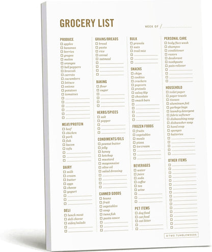 Grocery List Magnet Pad for Fridge - 6 x 9" - Grocery Shopping Checklist Notepad with Categories - 50 Sheets