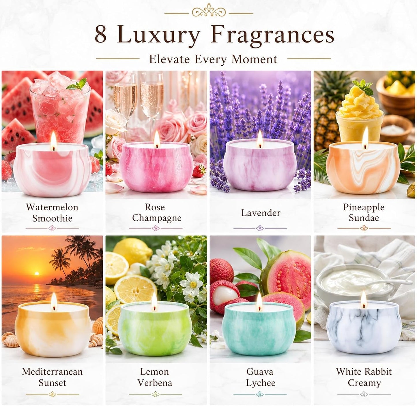 Scented Candles Gift Set for Women, 4 Pack Soy Wax Candles in Classic Bohemian Tins, Aromatherapy Candle Set, Birthday Gifts for Mom, Thank You Gifts