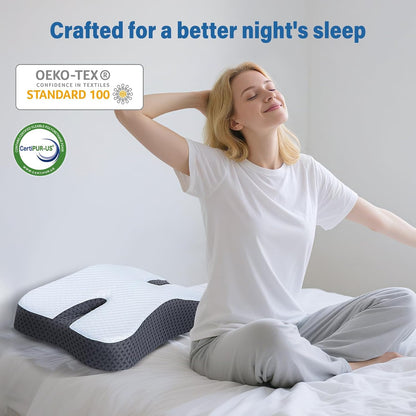 SAHEYER Anti-Snoring Pillow for Side Sleepers, Stop Snore Aid with Memory Foam, Orthopedic Pillow for Sleeper, Snoring Solution and Remedy, Anti-Snore Devices, White