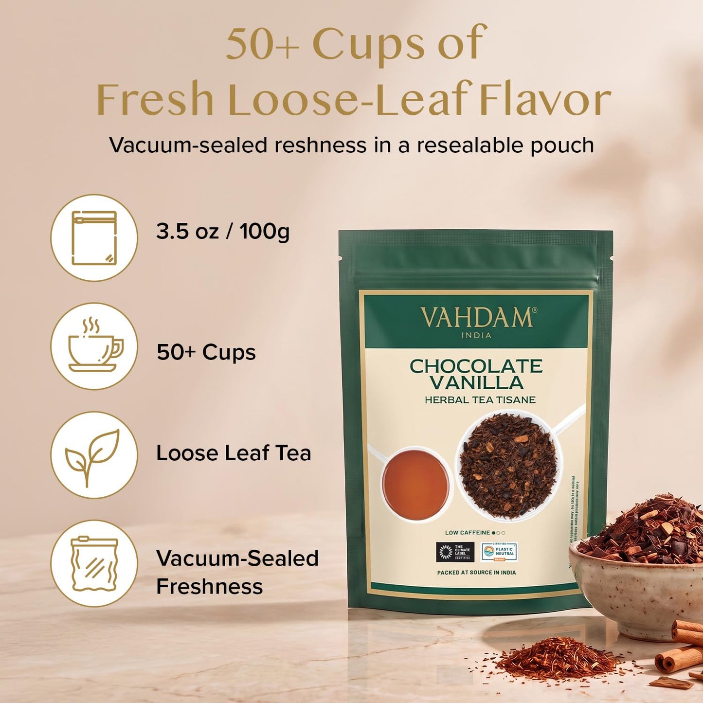 VAHDAM Instant Chai Latte - 10 Sachets (7.7 Oz / 220g) | Authentic Indian Chai with Natural Spices | Just Add Water, No Steeping Required | Creamy Chai Latte Anytime