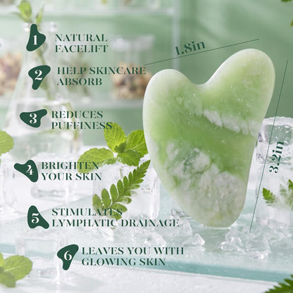 BAIMEI IcyMe Gua Sha & Jade Roller Set, Cooling Face Roller & Guasha Tool for Face Depuffing, Facial Sculpting & Jawline Definition, Smooth Rolling Skincare Tools Gifts for Women & Men – Green