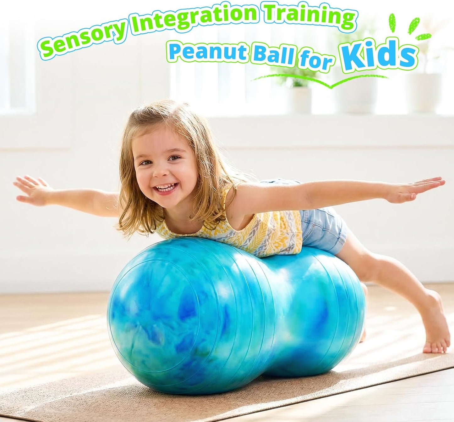 18’’/20’’ Peanut Ball for Kids & Adults, Anti-Burst Exercise Ball for Autism Sensory Training, Pregnancy & Physical Therapy, Yoga Balance Ball Chair for Fitness.