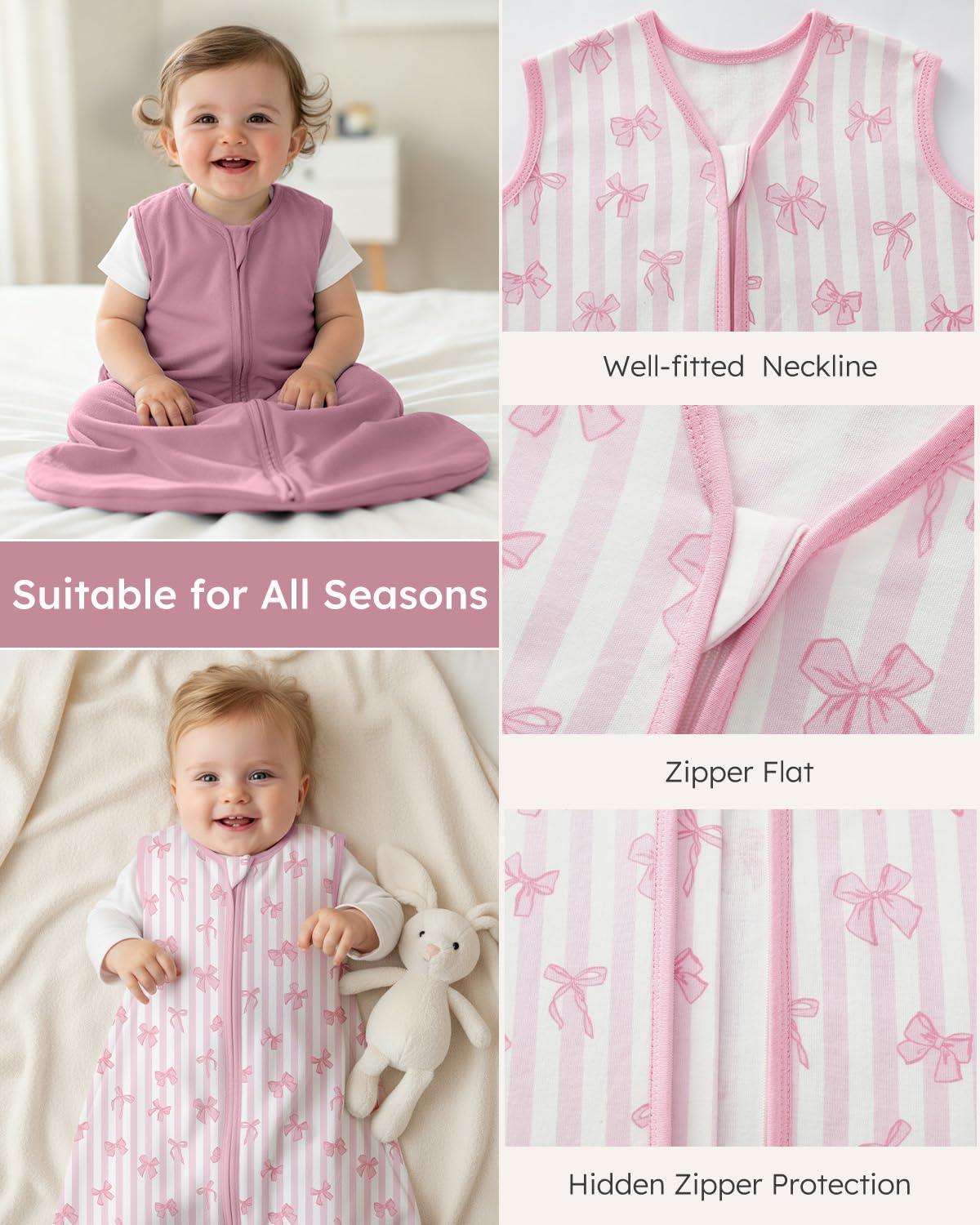 Yoofoss Baby Sleep Sack Baby Wearable Blanket 100% Cotton 2-Way Zipper Toddler Sleeping Sack