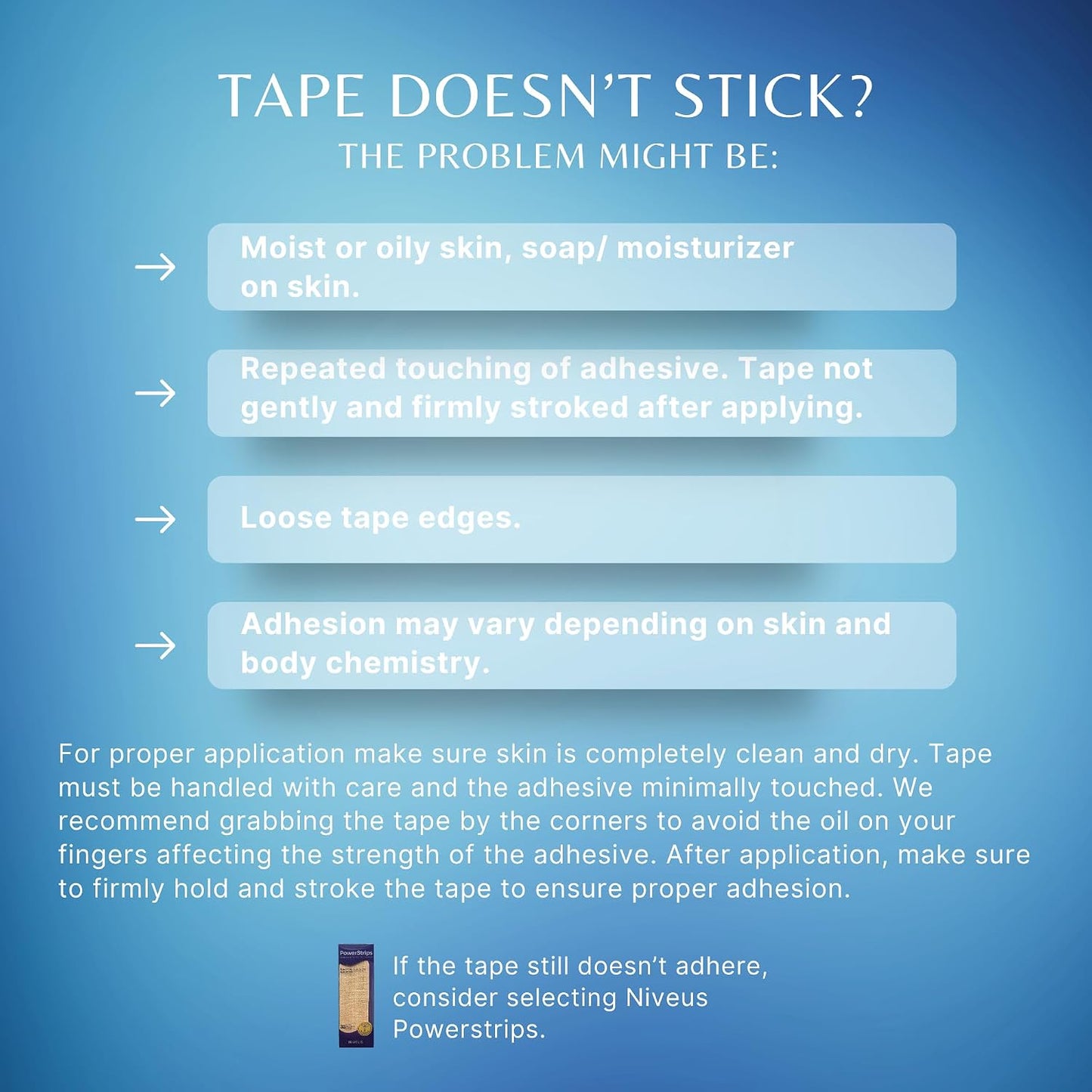 Niveus Gentle Silicone Tape Strips - Dentist Developed, Clear Soft Perforated Silicone Adhesive, FSA HSA Approved, for Sensitive Skin (1 Blue Tape Roll)