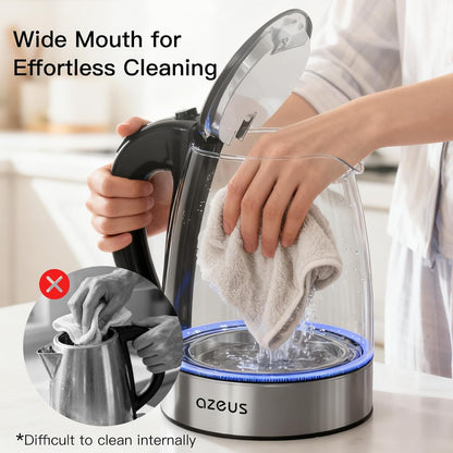 AZEUS Electric Kettle 1800W Cool Touch Tea Kettle Anti-scalding Design 1.8L Large Capacity Kettle BPA-Free, White