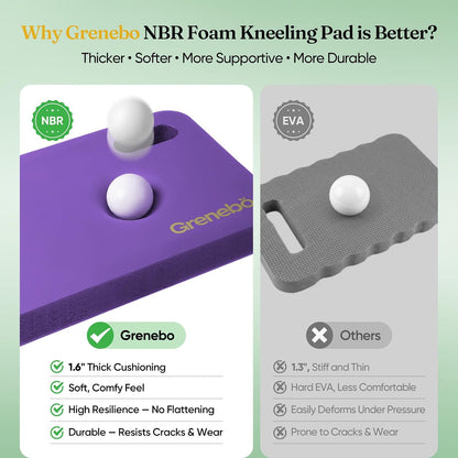 Grenebo 2-Pack 1.6" Extra Thick NBR Foam Garden Kneeling Pads, Ultra Soft Cushion Kneeling Pads for Gardening, Gardening Kneeling Pad for Baby Bathing, Work, Exercise, 17.3×11×1.6 in, Black