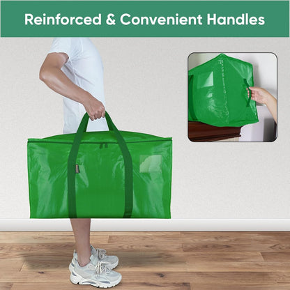 BALEINE Oversized Moving Bags with Reinforced Handles, Heavy-Duty Storage Tote for Clothes, Moving Supplies (Clear)