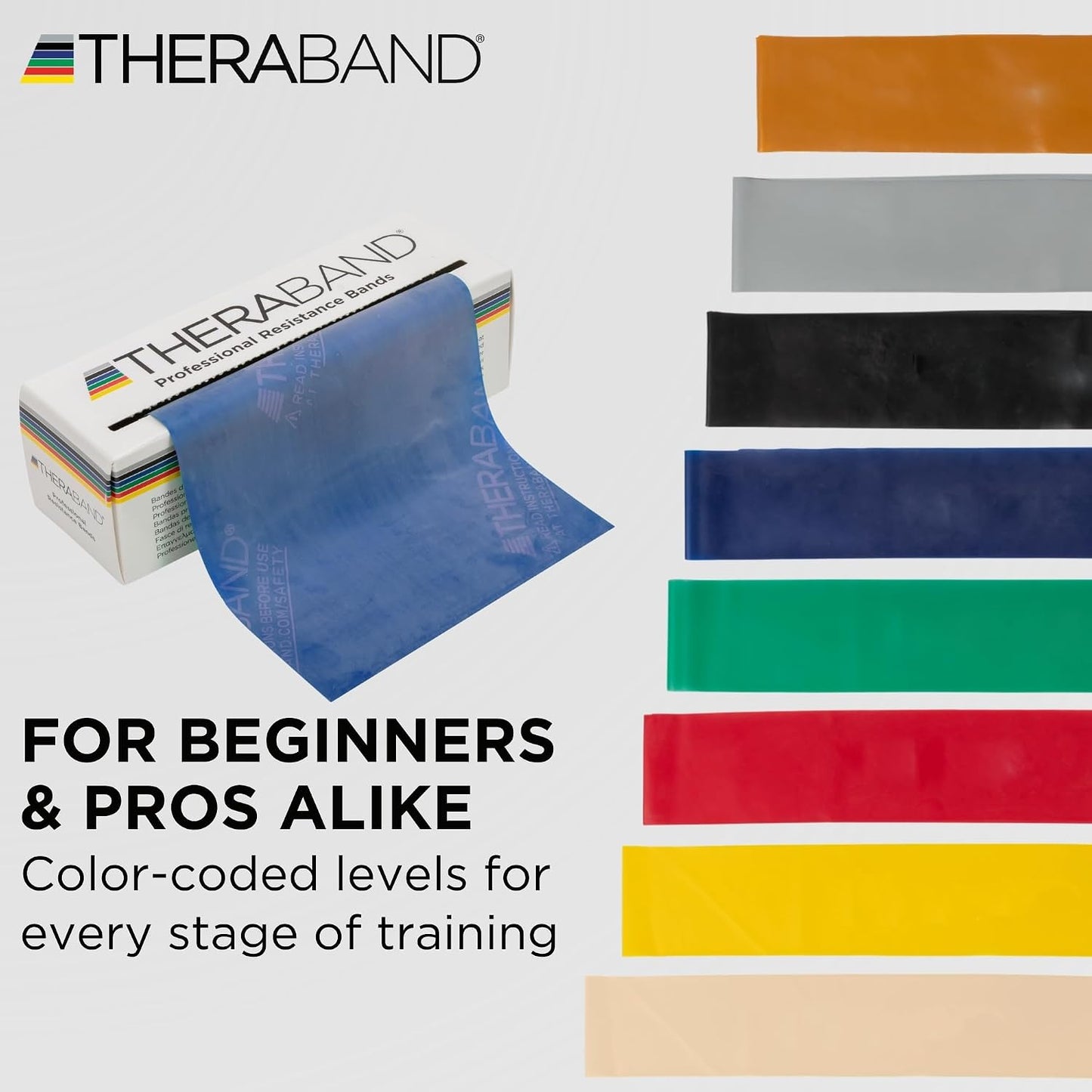 THERABAND Resistance Bands, 6 Yard Roll Professional Latex Elastic Band For Upper & Lower Body, Core Exercise, Physical Therapy, Pilates, Home Workouts, Rehab, Blue, Extra Heavy, Level 5