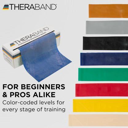 THERABAND Resistance Bands, 6 Yard Roll Professional Latex Elastic Band For Upper & Lower Body, Core Exercise, Physical Therapy, Pilates, Home Workouts, Rehab, Blue, Extra Heavy, Level 5