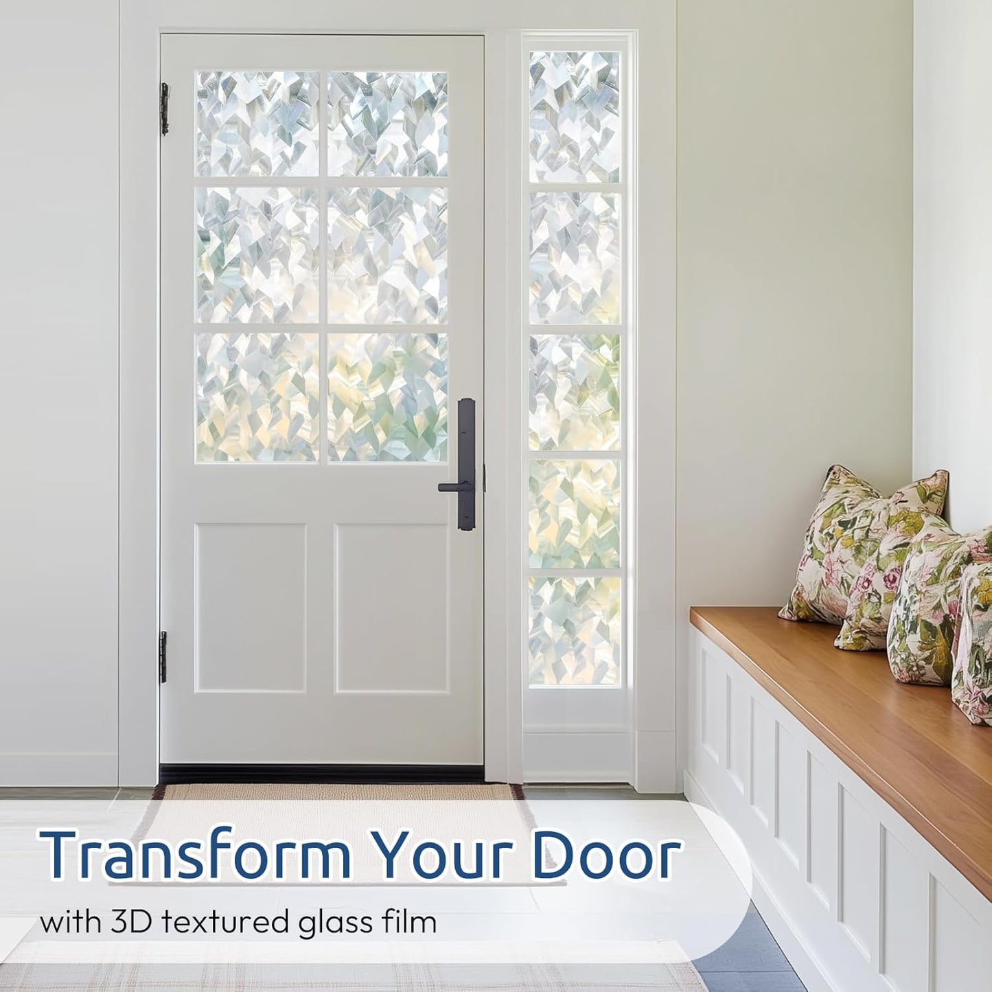rabbitgoo Window Tint for Home with Tools, Black Silver, 17.5" x 78.7" | One Way Privacy Window Film UV Blocking Heat Control Static Cling No Glue Daytime Privacy See Out Not in