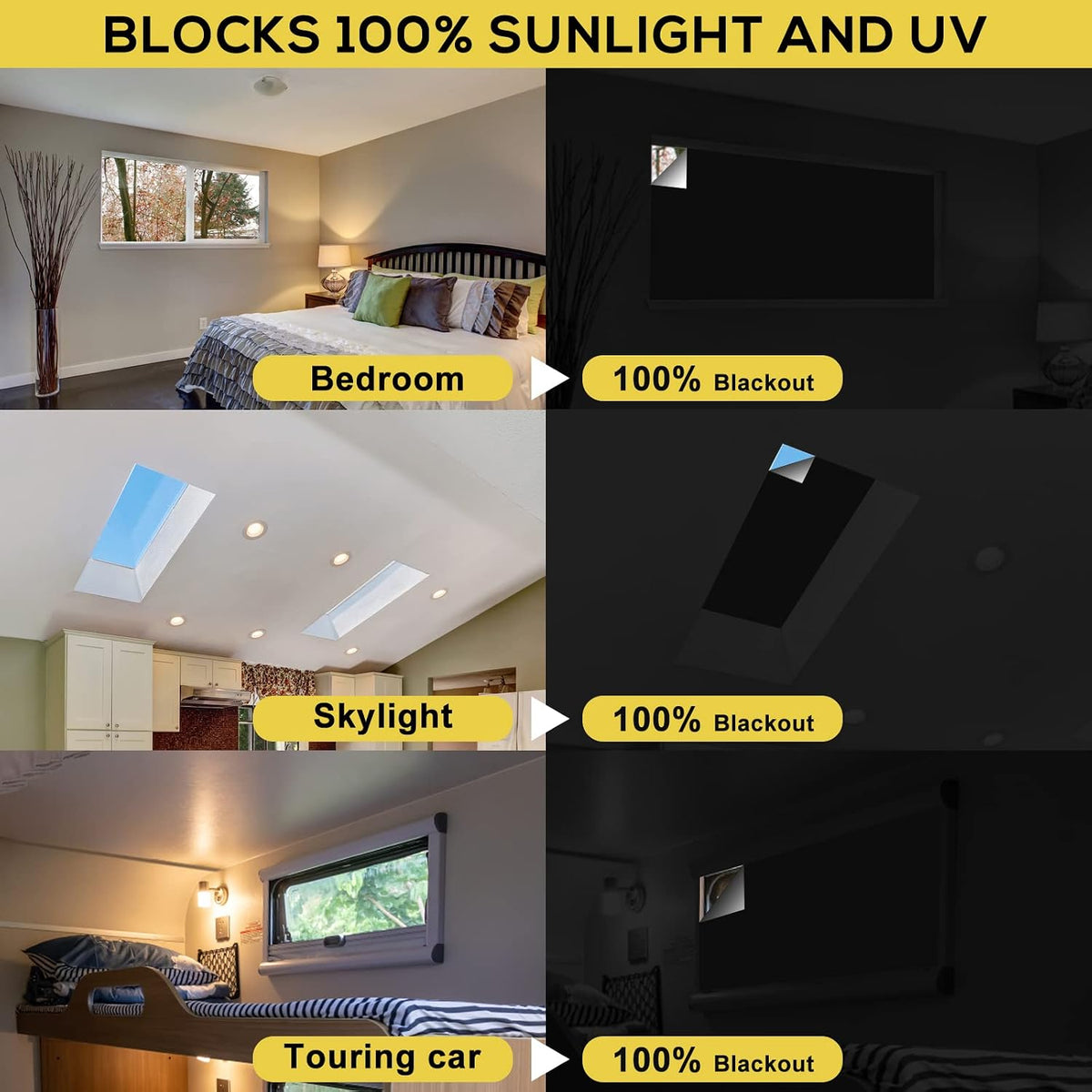 Blackout Curtains 100% Blackout Blinds Window Cover Portable Shades 118x57”