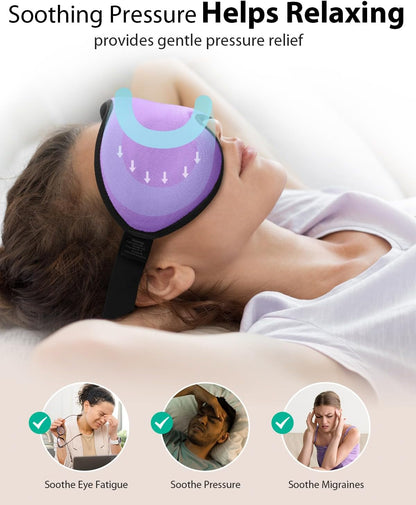 MABAO Weighted Sleep Mask - 100% Blackout Eye Mask for Sleeping for Women Men, 3D Contoured for Lash Extension, Zero Eye Pressure Memory Foam Cover, Soft Gentle Pressure Blindfold for Travel - Black