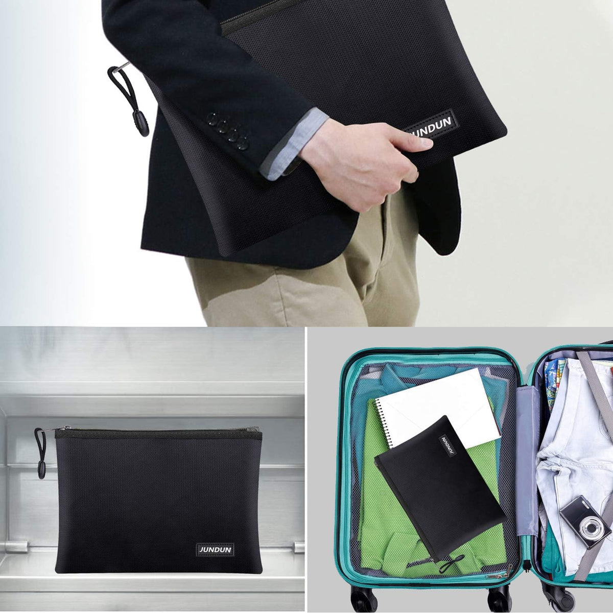 JUNDUN Fireproof Document Bags,14.2”x 10.0”Waterproof Fireproof