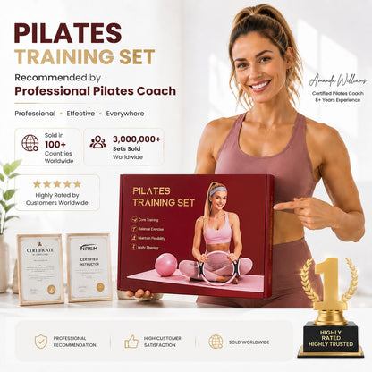 Chobokiang Pilates Kit for Women, Home Workout Equipment Set with Ring, Ball, Resistance Bands, Core Sliders & Ankle/Wrist Weights, Pilates Essentials Kit for Full Body Sculpt, Fat Burn & Beginners