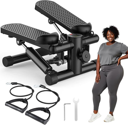 OLIXIS Stepper Machine with Resistance Bands - Mini Stair Stepper for Home Exercise, Portable Weight Loss & Full Body Workout Equipment