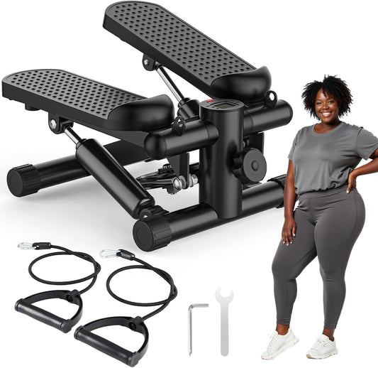 OLIXIS Stepper Machine with Resistance Bands - Mini Stair Stepper for Home Exercise, Portable Weight Loss & Full Body Workout Equipment