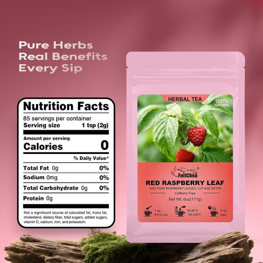FullChea - Red Raspberry Leaf, 6oz/171g - Natural Dried Raspberry Leaf Tea Loose - Pregnancy Tea for Women's Wellness, Menstrual Cycle & Uterine Health - Cut & Sifted - Non-GMO - Caffeine-free
