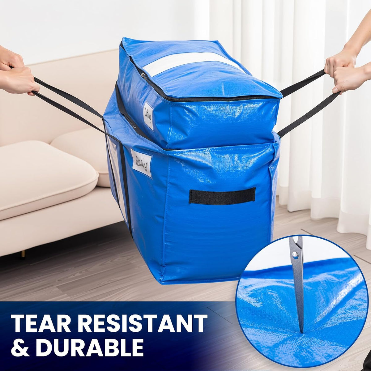 TAILI Blue Extra Large Moving Bags,Storage Bags with Visible Window
