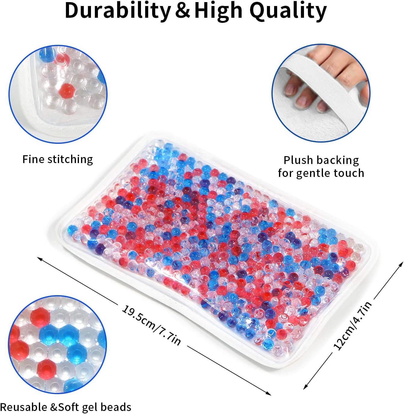 Gel Beads Ice Pack Ice Bag with Strap-1 Pack Reusable Hot & Cold Pack Compress for Knee, Shoulder, Foot, Back, Ankle, Neck, Hip, Elbow, Wisdom Tooth-7.76''x4.93''(Blue)