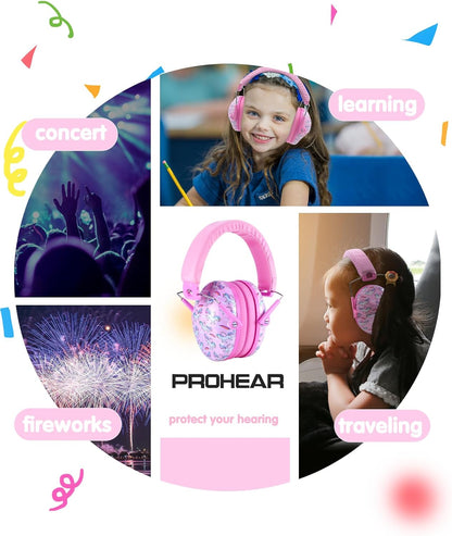 PROHEAR 032 Kids Ear Protection – Ear Muffs for Noise Reduction, 25NRR Noise Cancelling Headphones for Kids,Toddlers, Autism, Sensory Use, Hearing Protection – Orange