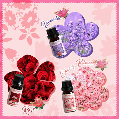 SALKING Floral Essential Oils Set, Premium Pure and Natural Essential Oils, Fragrance Oil Scented Oils for Oil Diffusers 6 x 10 ML - Lavender, Rose, Jasmine, Cherry Blossom, Gardenia, Chamomile