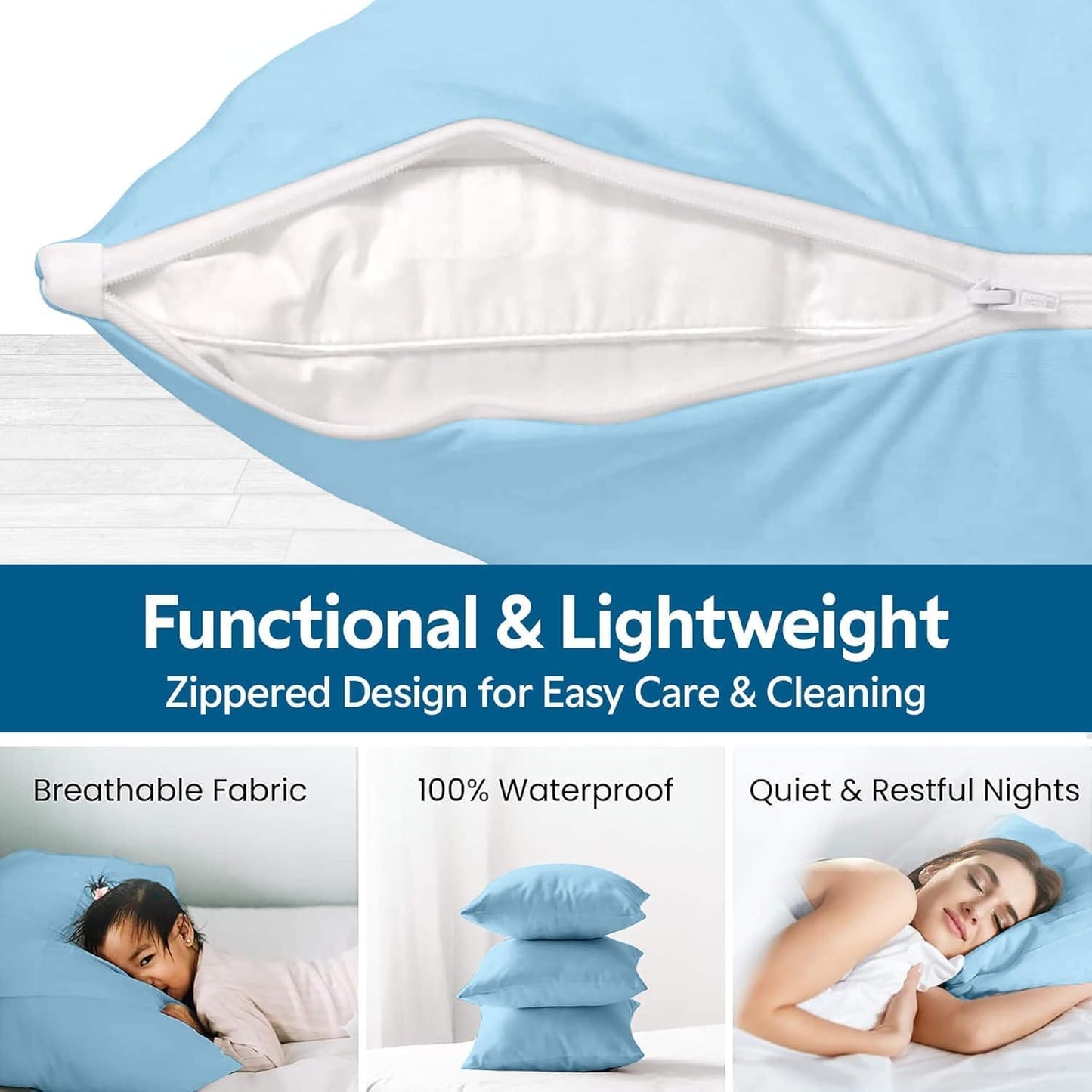 Guardmax Jersey Knitted Pillow Protector with Zipper Standard Size - 4 Pack -100% Waterproof, Bed Bug Proof, Dust Mite Proof, & Hypoallergenic Pillow Covers - Premium Zippered Pillow Cases. (20 X 26)